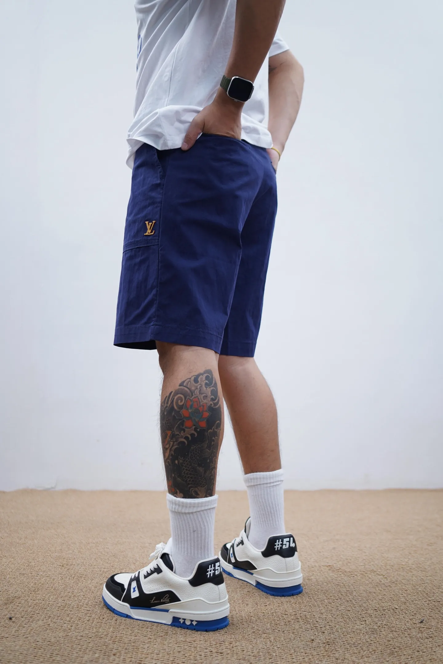 Louis Vuitton/Louis Vuitton LV logo indigo blue denim shorts